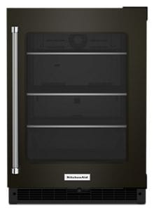 KitchenAid 24" Undercounter Refrigerator with Glass Door and Shelves with Metallic Accents and PrintShield Finish