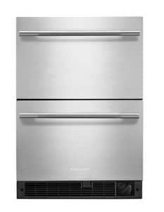 KitchenAid 24" Stainless Steel Undercounter Double-Drawer Refrigerator/Freezer Dish