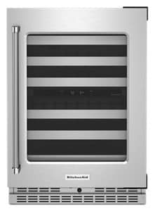 KitchenAid 24" Undercounter Wine Cellar with Glass Door and Metal-Front Racks
