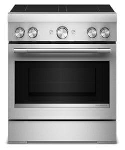 KitchenAid 30-Inch 4-Element Induction Freestanding Commercial-Style Range with Air Fry Cookware