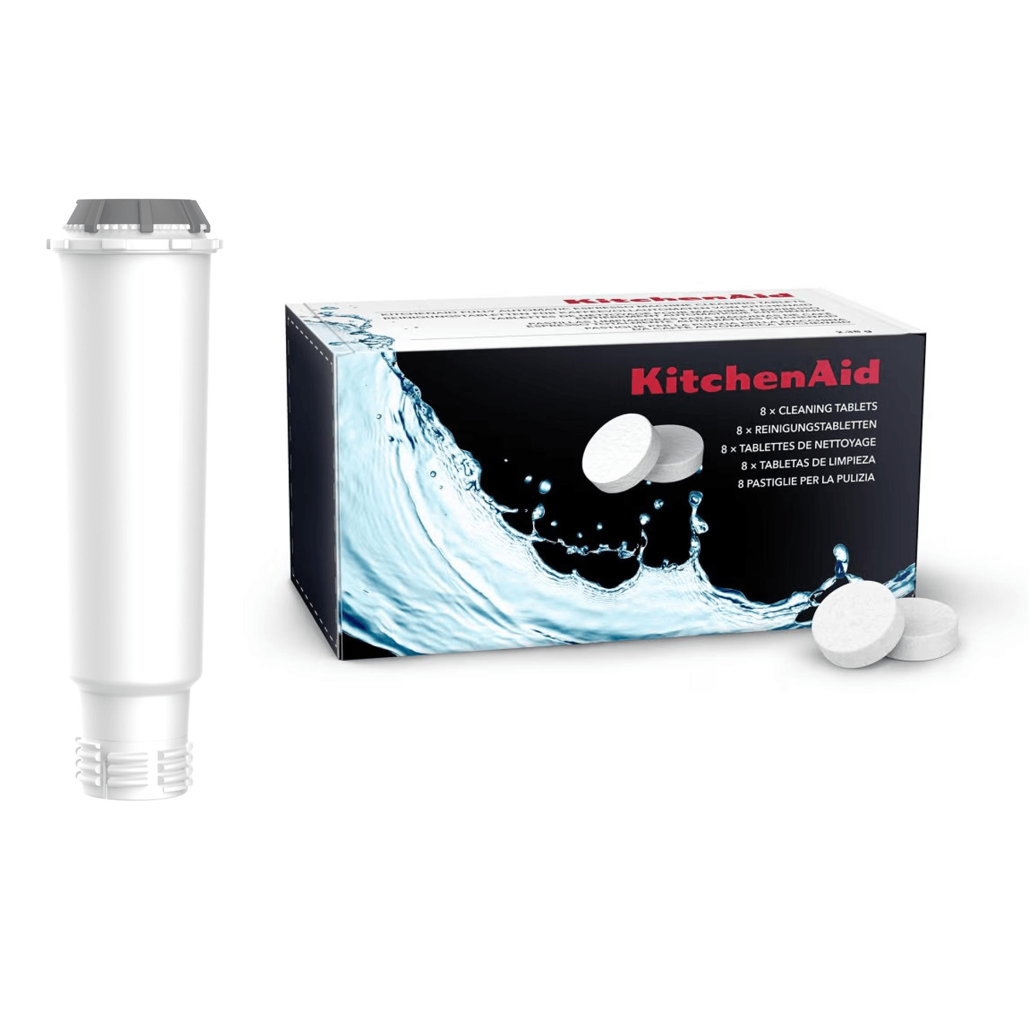 KitchenAid KF6, KF7, KF8 – Water Filter and Cleaning Tablet Set for KitchenAid Fully Automatic Espresso Machines
