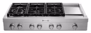KitchenAid 48'' 6-Burner Commercial-Style Gas Rangetop with Griddle