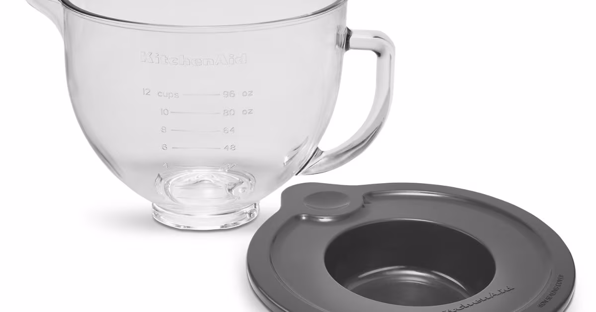 KitchenAid 5 Quart Tilt-Head Glass Bowl with Measurement Markings & Lid